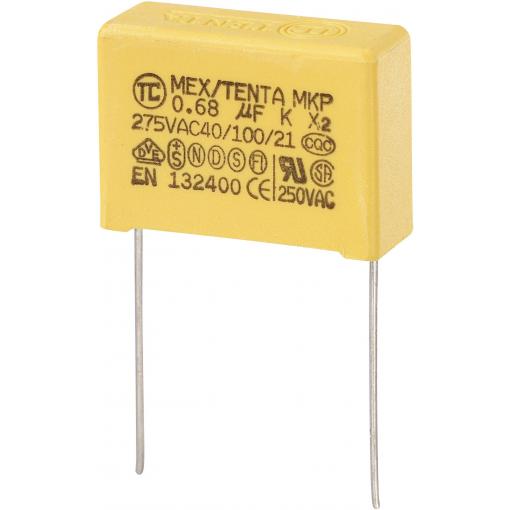 TRU COMPONENTS MKP-X2 1 ks odrušovací kondenzátor MKP-X2 radiální 0.68 µF 275 V/AC 10 % 22.5 mm (d x š x v) 26.5 x 10 x 19 mm