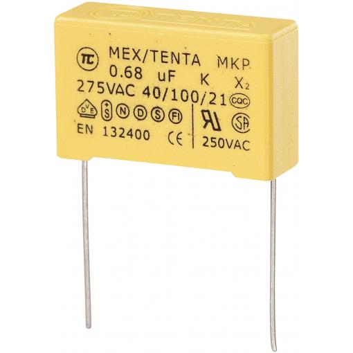 TRU COMPONENTS MKP-X2 1 ks odrušovací kondenzátor MKP-X2 radiální 0.68 µF 275 V/AC 10 % 27.5 mm (d x š x v) 30 x 11 x 20 mm