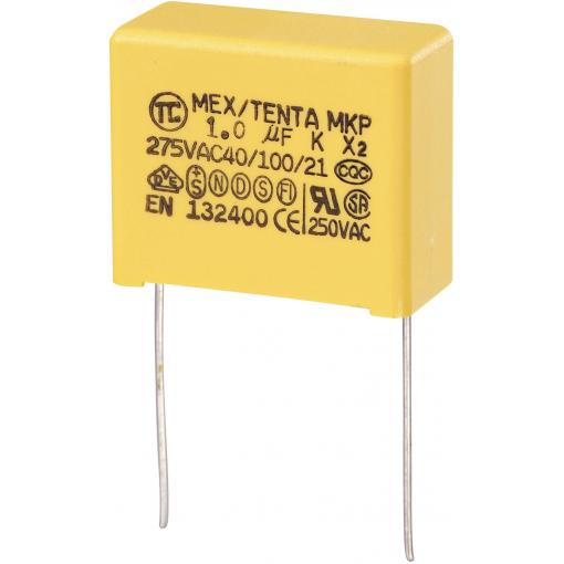 TRU COMPONENTS MKP-X2 1 ks odrušovací kondenzátor MKP-X2 radiální 1 µF 275 V/AC 10 % 22.5 mm (d x š x v) 26.5 x 12.5 x 21.5 mm