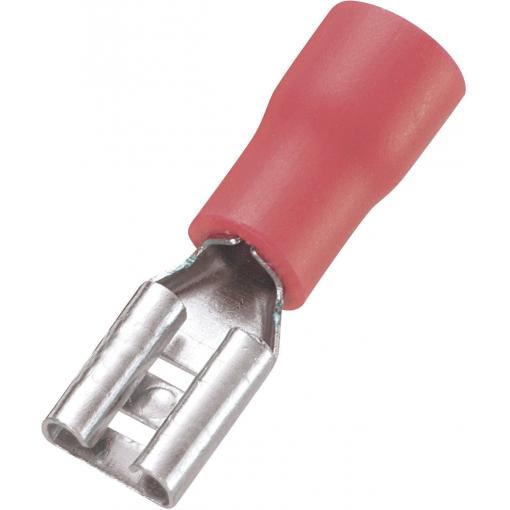 TRU COMPONENTS 745122 faston zásuvka Šířka zástrčky: 4.8 mm Tloušťka konektoru: 0.5 mm 180 ° částečná izolace červená 100 ks