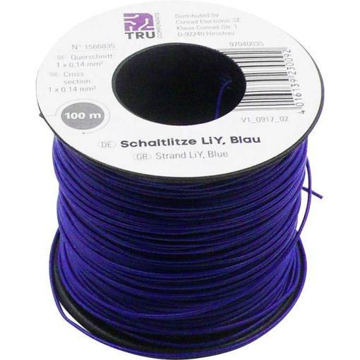 TRU COMPONENTS 1566835 lanko/ licna, LiY, 1 x 0.14 mm², modrá, 100 m