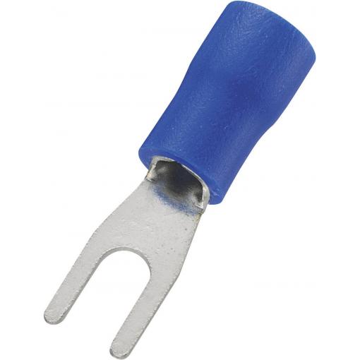 TRU COMPONENTS 737932 vidlicové kabelové oko 1.50 mm² 2.50 mm² Ø otvoru=4.3 mm částečná izolace modrá 100 ks
