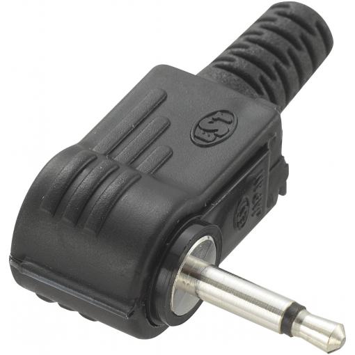 TRU COMPONENTS 718989 jack konektor 2.5 mm zástrčka, zahnutá Pólů: 2 mono černá 1 ks