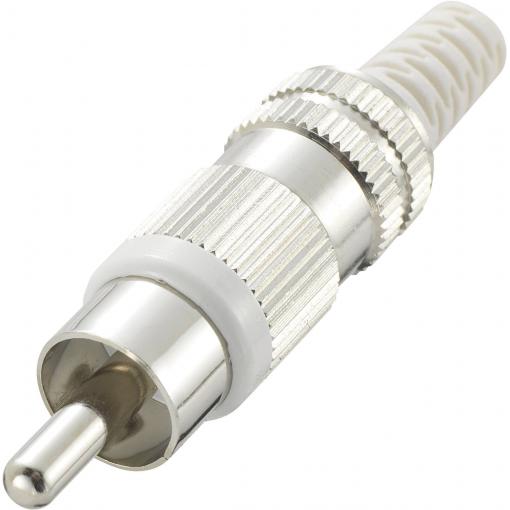 TRU COMPONENTS 719332 cinch konektor zástrčka, rovná Pólů: 2 bílá 1 ks
