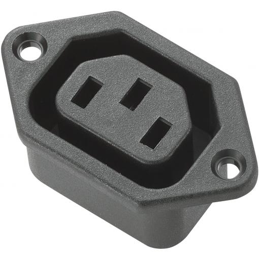 TRU COMPONENTS 715185 IEC zástrčka C13/C14 zásuvka, vestavná vertikální Počet kontaktů: 3 10 A černá 1 ks