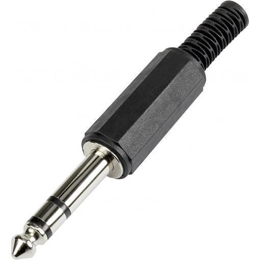 TRU COMPONENTS 595201 jack konektor 6.35 mm zástrčka, rovná Pólů: 3 stereo černá 1 ks