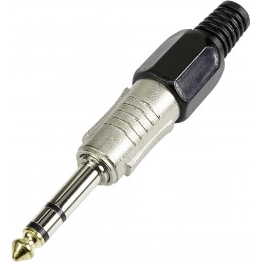 TRU COMPONENTS 595211 jack konektor 6.35 mm zástrčka, rovná Pólů: 3 stereo stříbrná 1 ks