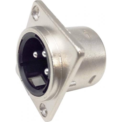 TRU COMPONENTS 1408818 XLR konektor přírubová zástrčka, rovná Pólů: 3 stříbrná 1 ks