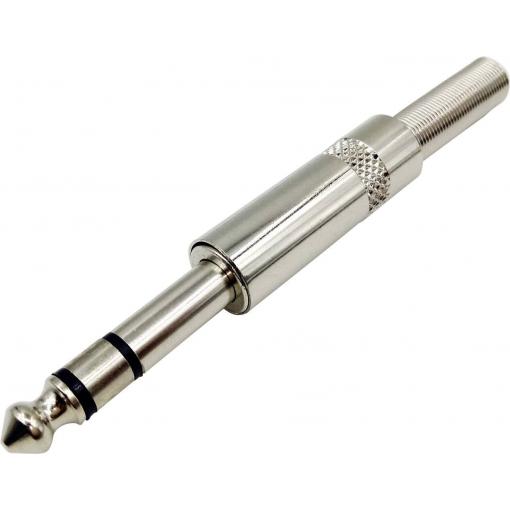 TRU COMPONENTS 1408830 jack konektor 6.35 mm zástrčka, rovná Pólů: 3 stereo stříbrná 1 ks