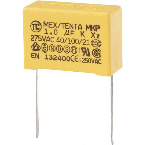 TRU COMPONENTS MKP-X2 1 ks odrušovací kondenzátor MKP-X2 radiální 1 µF 275 V/AC 10 % 27.5 mm (d x š x v) 32 x 11 x 20 mm
