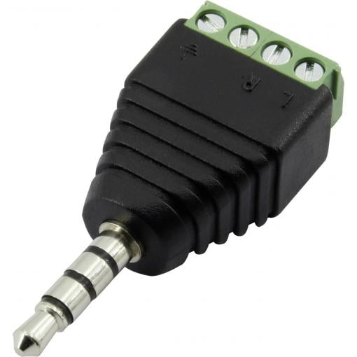 TRU COMPONENTS 1386615 jack konektor 3.5 mm zástrčka, rovná Pólů: 4 stereo černá 1 ks