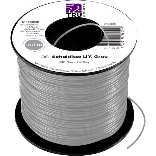 TRU COMPONENTS 1570948 lanko/ licna, LiY, 1 x 0.22 mm², černá, 100 m