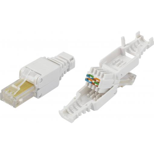 TRU COMPONENTS 93014c935 Konektor RJ45, bez nářadí zástrčka, rovná přírodní 1 ks