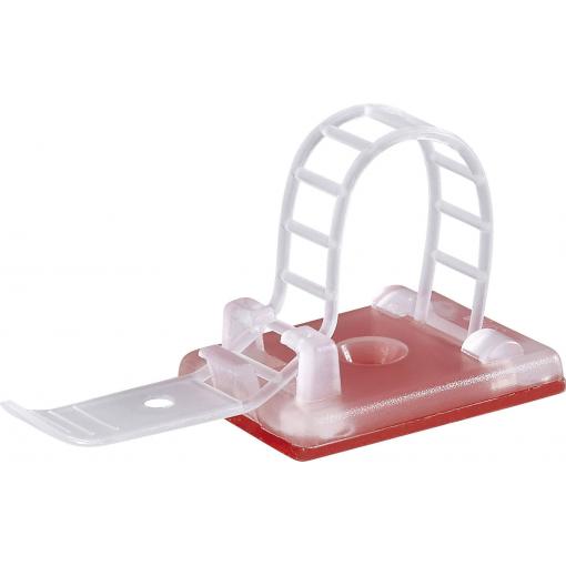 TRU COMPONENTS WCT-64TT úchytka samolepicí, šroubovací 1386625 Průměr kabelového svazku (rozsah) 16 mm (max) s upevňovací páskou transparentní 1 ks