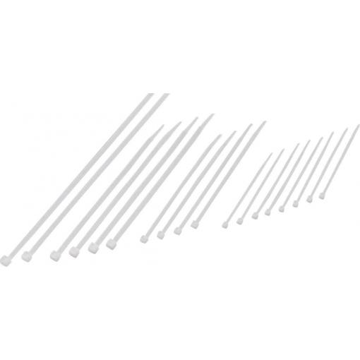 TRU COMPONENTS 1571248, stahovací pásky, 2.50 mm, 100 mm, 150 mm, 200 mm, 250 mm, přírodní, 200 ks