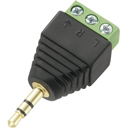 TRU COMPONENTS jack konektor 3.5 mm zástrčka, rovná Pólů: 3 stereo černá 1 ks