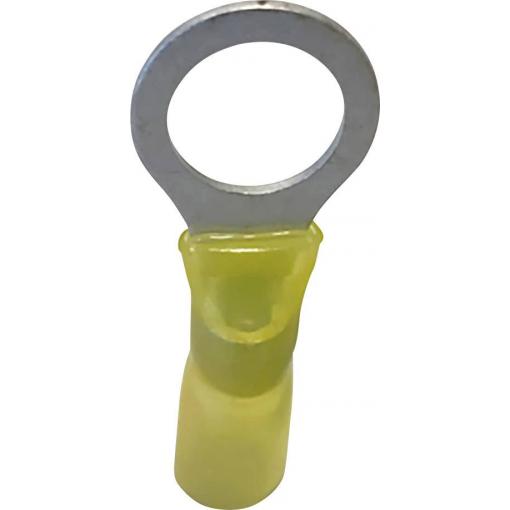 TRU COMPONENTS 1583005 kulaté kabelové oko se smršťovací bužírkou Průřez (max.)=6 mm² částečná izolace žlutá 1 ks