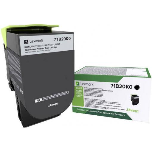 Lexmark vratná kazeta na toner CS317 CS417 CS517 CX317 CX417 CX517 originál černá 3000 Seiten 71B20K0