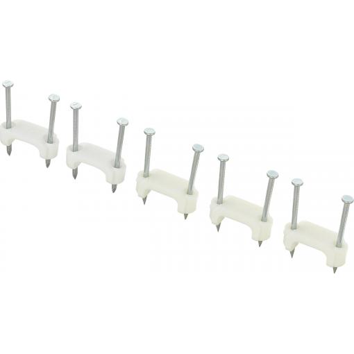 TRU COMPONENTS TC-DNF13203 hřebíkové příchytky 1593093 Průměr kabelového svazku (rozsah) 12.50 mm (max) s dvěma oky bílá 100 ks