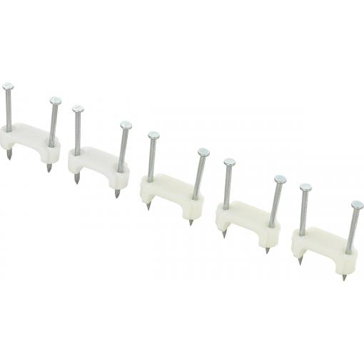 TRU COMPONENTS TC-DNF17203 hřebíkové příchytky 1593094 Průměr kabelového svazku (rozsah) 17.70 mm (max) s dvěma oky bílá 100 ks