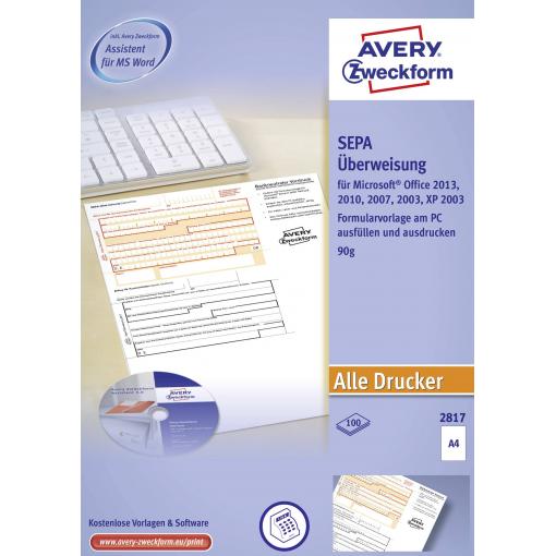 Avery-Zweckform formulář pro převod SEPA-Überweisung A4 Počet listů: 100 2817
