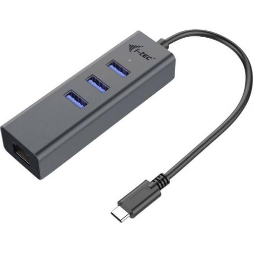 i-tec i-Tec USB-C Metal 3-Port - Hub - 3 x SuperSpeed USB 3.0 + 1 x 10/100/1000 síťový adaptér 10 / 100 / 1000 MBit/s USB-C®