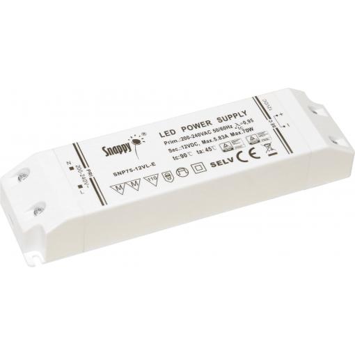 Dehner Elektronik Snappy SNP75-12VL-E napájecí zdroj pro LED konstantní napětí 75 W 0 - 5.83 A 12 V/DC bez možnosti stmívání, schválení nábytku 1 ks