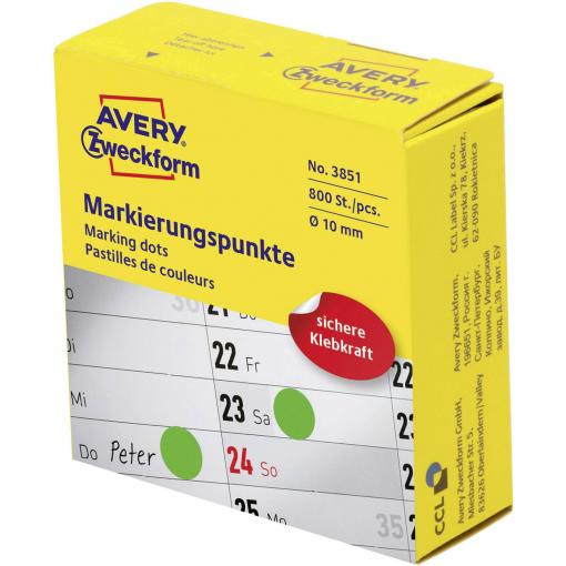 Avery-Zweckform 3851 popisovače etiket Ø 10 mm zelená 800 ks trvalé papír