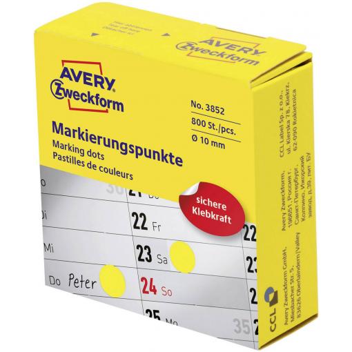 Avery-Zweckform 3852 popisovače etiket Ø 10 mm žlutá 800 ks trvalé papír