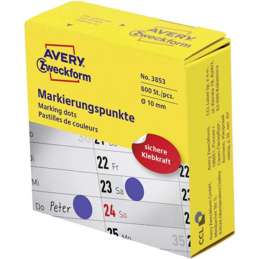 Avery-Zweckform 3853 popisovače etiket Ø 10 mm modrá 800 ks trvalé papír