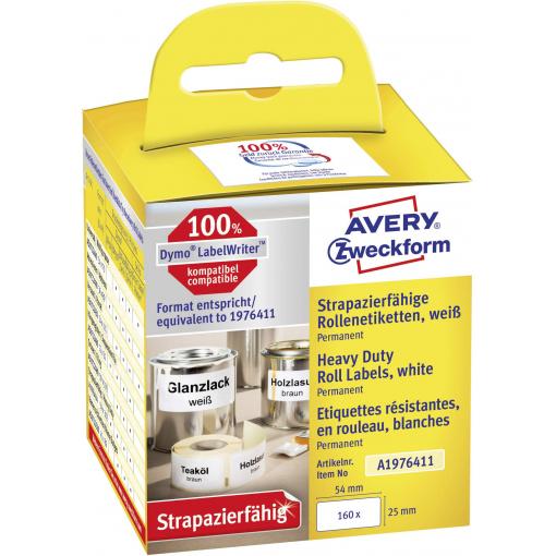 Avery-Zweckform etikety v roli kompatibilní náhradní DYMO 1976411 25 x 54 mm fólie bílá 160 ks trvalé univerzální etikety A1976411