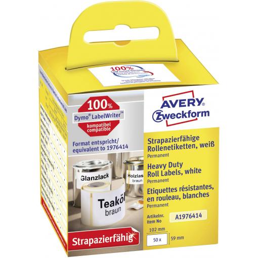 Avery-Zweckform etikety v roli kompatibilní náhradní DYMO 1976414 59 x 102 mm fólie bílá 50 ks trvalé univerzální etikety A1976414