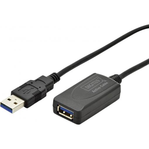 Digitus USB kabel USB 3.2 Gen1 USB-A zástrčka, USB-A zásuvka 5.00 m černá DA-73104