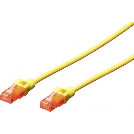 Digitus DK-1617-0025/Y RJ45 síťové kabely, propojovací kabely CAT 6 U/UTP 0.25 m žlutá samozhášecí, bez halogenů, kulatý, kroucené páry , nestíněný 1 ks