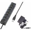 Renkforce 7 portů USB Hub lze spínat jednotlivě, se stavovými LED, s nabíjecím portem pro iPad černá