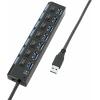 Renkforce 7 portů USB Hub lze spínat jednotlivě, se stavovými LED, s nabíjecím portem pro iPad černá