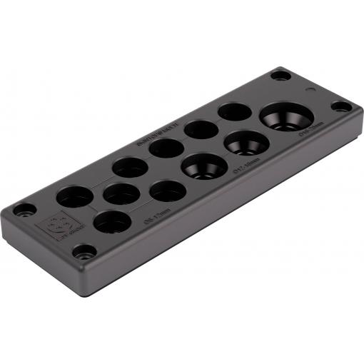 LAPP SKINTOP® MULTI Version 4 Vícenásobná kabelová průchodková deska Průměr svorky (max.) 20 mm Tloušťka montážní desky (max.) 14 mm polykarbonát 1 ks
