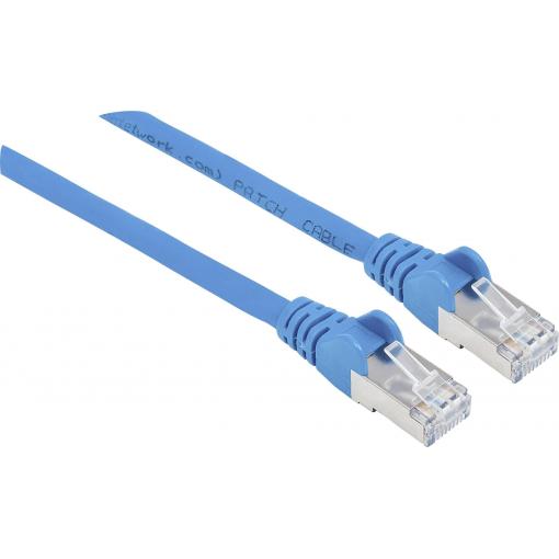 Intellinet 741088 RJ45 síťové kabely, propojovací kabely CAT 6A S/FTP 10.00 m modrá fóliové stínění, stínění pletivem, stíněný, bez halogenů 1 ks