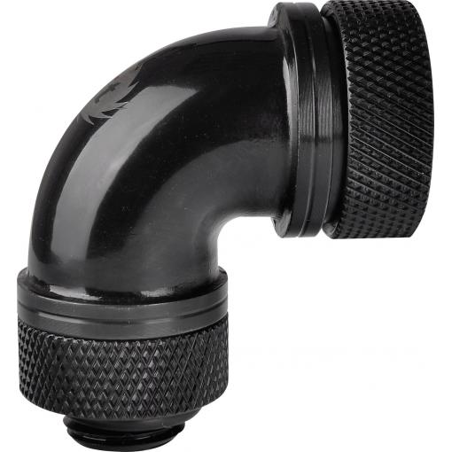 Thermaltake Pacific G1/4 PETG Tube 90-Degree Compression 16mm OD – Black úhlová spojka pro vodní chladič