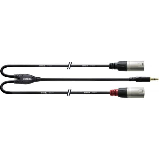 Cordial CFY 3 WMM-LONG audio kabelový adaptér [1x jack zástrčka 3,5 mm - 2x XLR zástrčka] 3.00 m černá
