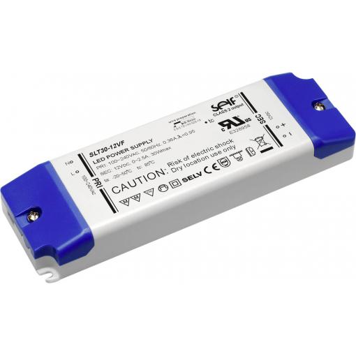 Self Electronics SLT30-12VFG napájecí zdroj pro LED konstantní napětí 30 W 0 - 2.5 A 12 V/DC bez možnosti stmívání, schválení nábytku , ochrana proti přepětí 1