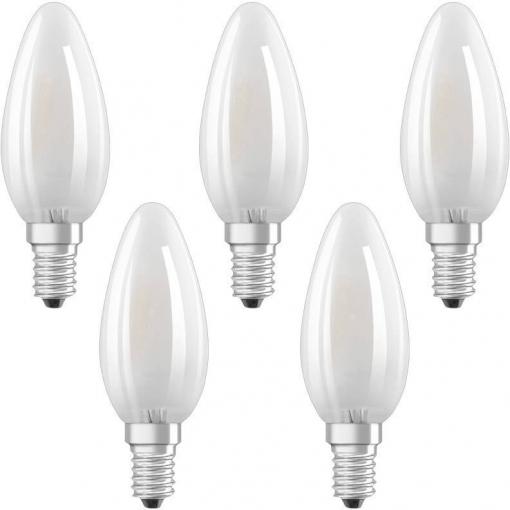 OSRAM HOMELIGHTING 4058075090682 LED Energetická třída (EEK2021) E (A - G) E14 svíčkový tvar 4.2 W = 40 W teplá bílá (Ø x d) 35 mm x 100 mm vlákno 5 ks