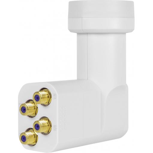 MegaSat HD-Profi satelitní konvertor Quattro-LNB Velikost feedu: 40 mm pozlacené konektory, ochrana před vnějšími vlivy bílá