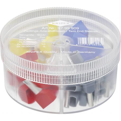 Knipex 97 99 909 sada dutinek 4 mm², 6 mm², 10 mm², 16 mm² částečná izolace šedá, červená, modrá, žlutá 45 ks Box
