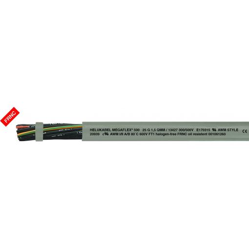 Helukabel MEGAFLEX® 500 řídicí kabel 12 G 1.50 mm² šedá 13422 metrové zboží