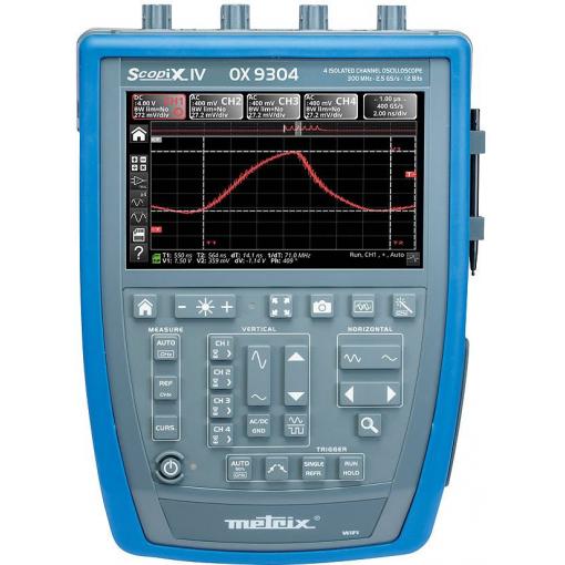 Metrix OX 9304 digitální osciloskop 300 MHz, 4kanálový, 2.5 GSa/s, 100 kpts, 12 Bit, s pamětí (DSO), ruční provedení, funkce multimetru, spektrální analyzátor,