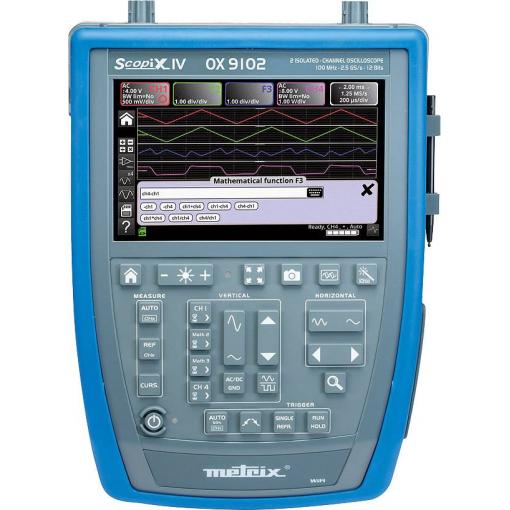 Metrix OX 9102 digitální osciloskop 100 MHz, 2kanálový, 2.5 GSa/s, 100 kpts, 12 Bit, s pamětí (DSO), ruční provedení, funkce multimetru, spektrální analyzátor,