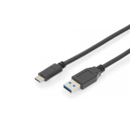 Digitus USB kabel USB 3.2 Gen1 USB-C ® zástrčka, USB-A zástrčka 1.00 m černá dvoužilový stíněný AK-300146-010-S