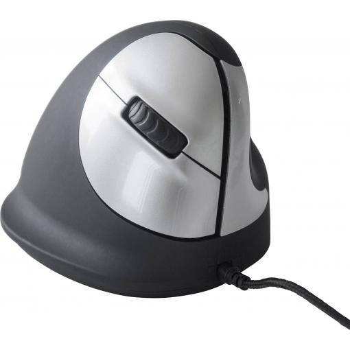 R-GO Tools RGOHE optická ergonomická myš, přenos USB, 4 tlačítko, 3500 dpi, černá, stříbrná