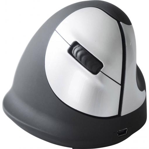 R-GO Tools RGOHEWL optická ergonomická myš, přenos bezdrátový, 4 tlačítko, 1750 dpi, černá, stříbrná